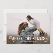 ヴィンテージタイポグラフィとオレンジ・メリークリスマス シーズンカード (正面)