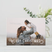 ヴィンテージタイポグラフィとオレンジ・メリークリスマス シーズンカード (スタンド正面)