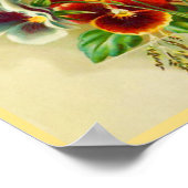 ヴィンテージタイポグラフィと装飾パンジーの花 ポスター (角)