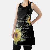 ヴィンテージタイポグラフィと黒のひまわり エプロン (インサイチュ)