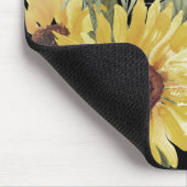 ヴィンテージタイポグラフィと黒のひまわり マウスパッド (コーナー)