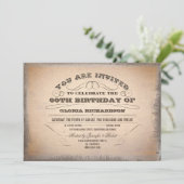 ヴィンテージタイポグラフィの古い誕生日招待状 招待状 (スタンド正面)