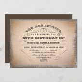 ヴィンテージタイポグラフィの古い誕生日招待状 招待状 (正面/裏面)