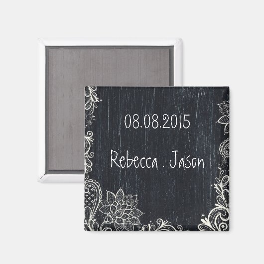 ヴィンテージタイポグラフィの田舎風の黒板は日付を保存 マグネット (正面/裏面)