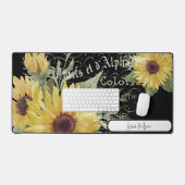 ヴィンテージタイポグラフィひまわりパーソナライズされた デスクマット (キーボード&マウス)