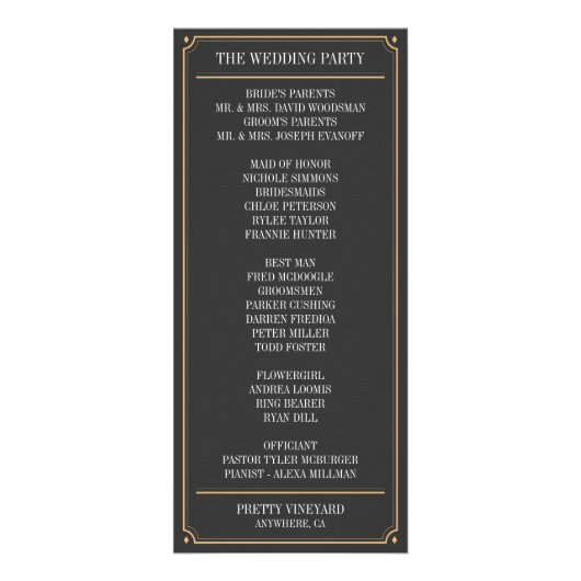 ヴィンテージタイポグラフィアールデコ結婚式 プログラム (裏面)