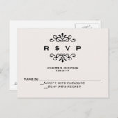 ヴィンテージタイポグラフィウェディングRSVPカード インビテーションポストカード (正面/裏面)