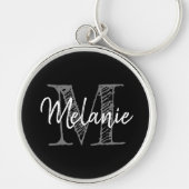 ヴィンテージタイポグラフィエレガントモノグラム大掛かり キーホルダー (正面)