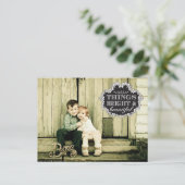 ヴィンテージタイポグラフィクリスマス写真はがき シーズンポストカード (スタンド正面)