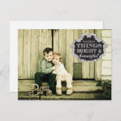 ヴィンテージタイポグラフィクリスマス写真はがき シーズンポストカード (正面/裏面)