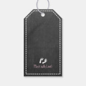 ヴィンテージタイポグラフィシャルボードピンクベビーシャワー ギフトタグ (裏面)