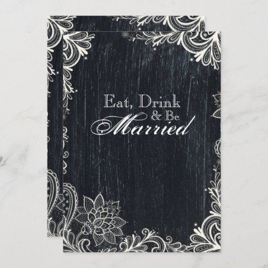 ヴィンテージタイポグラフィシャルボードリハーサル夕食 招待状 (正面/裏面)