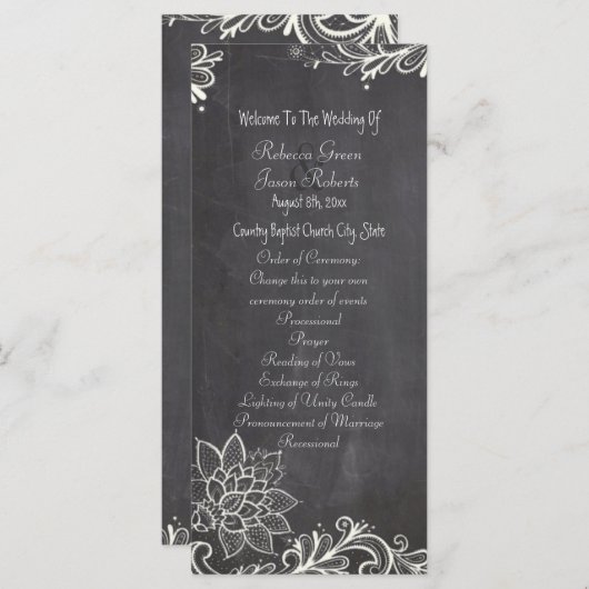 ヴィンテージタイポグラフィシャルボード結婚式 プログラム (正面/裏面)