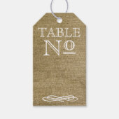 ヴィンテージタイポグラフィスタイルBurlapルックテーブル番号 ギフトタグ (正面)