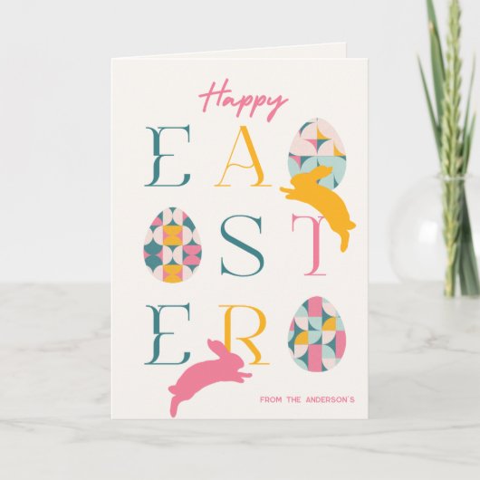 ヴィンテージタイポグラフィハッピーイースター シーズンカード (正面)