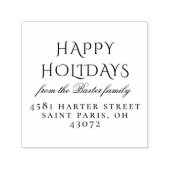 ヴィンテージタイポグラフィハッピーホリデイズファミリー名 セルフインキングスタンプ (デザイン)