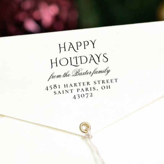 ヴィンテージタイポグラフィハッピーホリデイズファミリー名 セルフインキングスタンプ