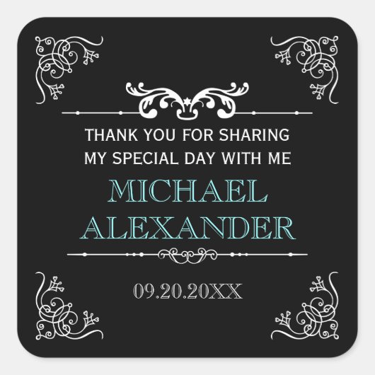 ヴィンテージタイポグラフィバー-バルミツワー スクエアシール (正面)