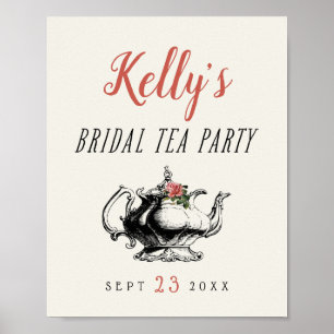 ヴィンテージタイポグラフィブライダルシャワーティーパーティー標識 ポスター
