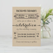 ヴィンテージタイポグラフィベージュ工芸紙結婚ズ 招待状 (スタンド正面)