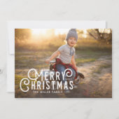 ヴィンテージタイポグラフィメリークリスマスフルフォト シーズンカード (正面)