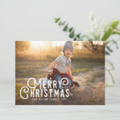 ヴィンテージタイポグラフィメリークリスマスフルフォト シーズンカード (スタンド正面)