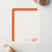 ヴィンテージタイポグラフィモノグラムレトロオレンジスタイリッシュ ノートカード (正面/裏面インサイチュ)
