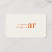 ヴィンテージタイポグラフィモノグラムレトロオレンジスタイリッシュ 名刺 (正面)