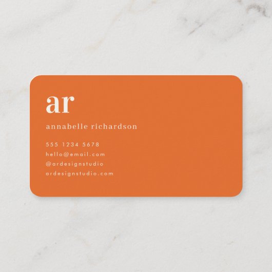 ヴィンテージタイポグラフィモノグラムレトロオレンジスタイリッシュ 名刺 (裏面)