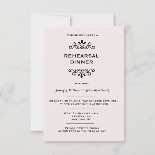 ヴィンテージタイポグラフィリハーサル夕食招待状 招待状 (正面)