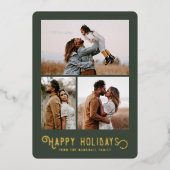 ヴィンテージタイポグラフィ冬のオレンジ写真 箔シーズンカード (正面)