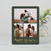 ヴィンテージタイポグラフィ冬のオレンジ写真 箔シーズンカード (立ち正面)