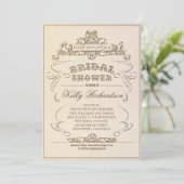 ヴィンテージタイポグラフィ古いブライダルシャワー招待状 招待状 (スタンド正面)
