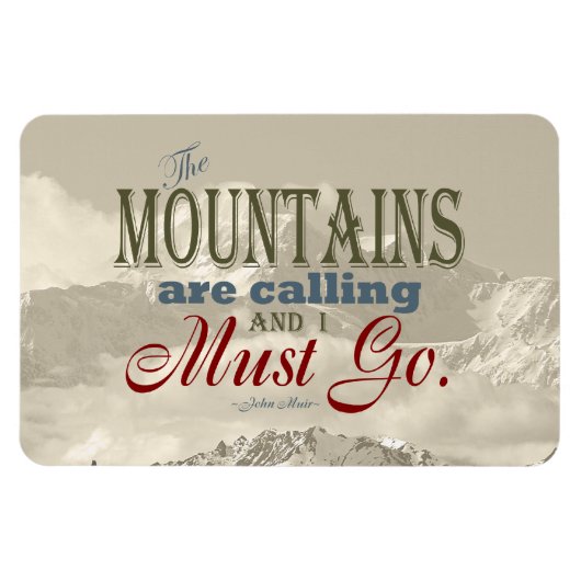 ヴィンテージタイポグラフィ山々が呼び出している;ミュア マグネット (横)