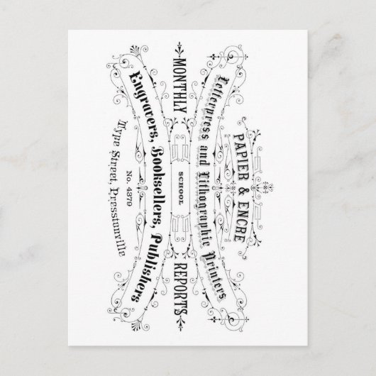 ヴィンテージタイポグラフィ広告本屋 ポストカード (正面)