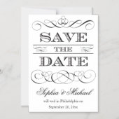 ヴィンテージタイポグラフィ日付の結婚保存 マグネット招待状 (正面)