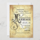 ヴィンテージタイポグラフィ旧結婚式招待状 招待状 (正面)