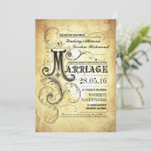 ヴィンテージタイポグラフィ旧結婚式招待状 招待状 (スタンド正面)