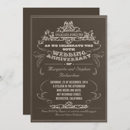 ヴィンテージタイポグラフィ経過記念日招待状 招待状 (正面/裏面)
