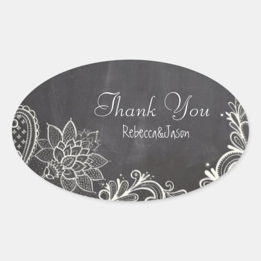 ヴィンテージタイポグラフィ結婚シャルボ感謝していード 楕円形シール (正面)