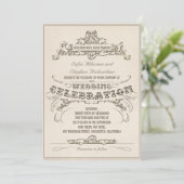 ヴィンテージタイポグラフィ老化デザイン結婚式招待状 招待状 (スタンド正面)