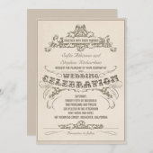 ヴィンテージタイポグラフィ老化デザイン結婚式招待状 招待状 (正面/裏面)