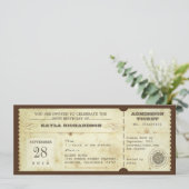 ヴィンテージタイポグラフィ誕生日チケット 招待状 (スタンド正面)
