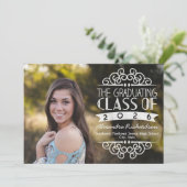 ヴィンテージタイポグラフィ2025年写真卒業 招待状 (スタンド正面)