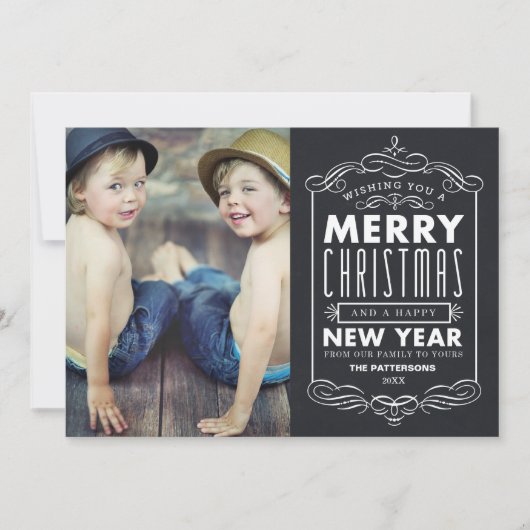 ヴィンテージタイポグラフィ | 休日のフォトカード シーズンカード (正面)