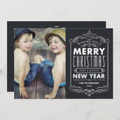 ヴィンテージタイポグラフィ | 休日のフォトカード シーズンカード (正面/裏面)