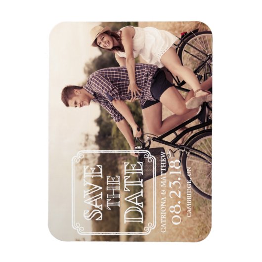 ヴィンテージタイポグラフィ | Photo日付マグネットを保存 マグネット (縦)