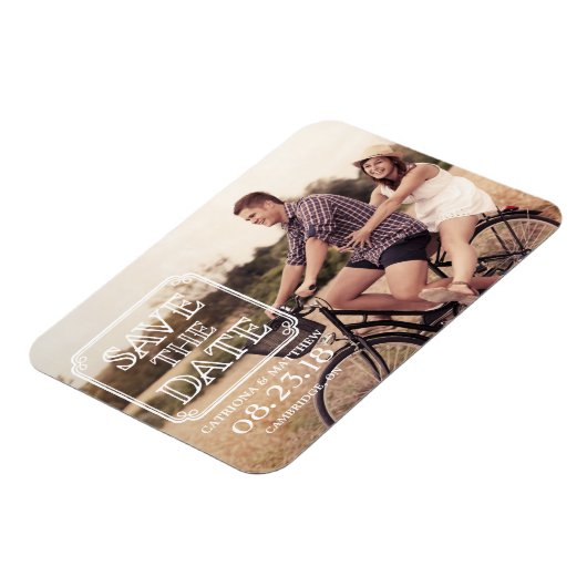 ヴィンテージタイポグラフィ | Photo日付マグネットを保存 マグネット (左側)