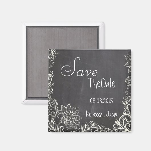 ヴィンテージタイポグラフィChalkboard日付を保存 マグネット (正面/裏面)