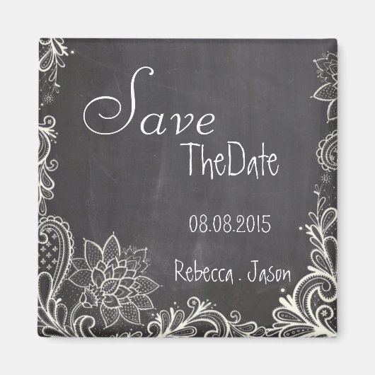 ヴィンテージタイポグラフィChalkboard日付を保存 マグネット (正面)